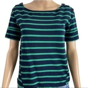 Anthropologie Pilco &  the letterpress striped navy green short sleeve size XS